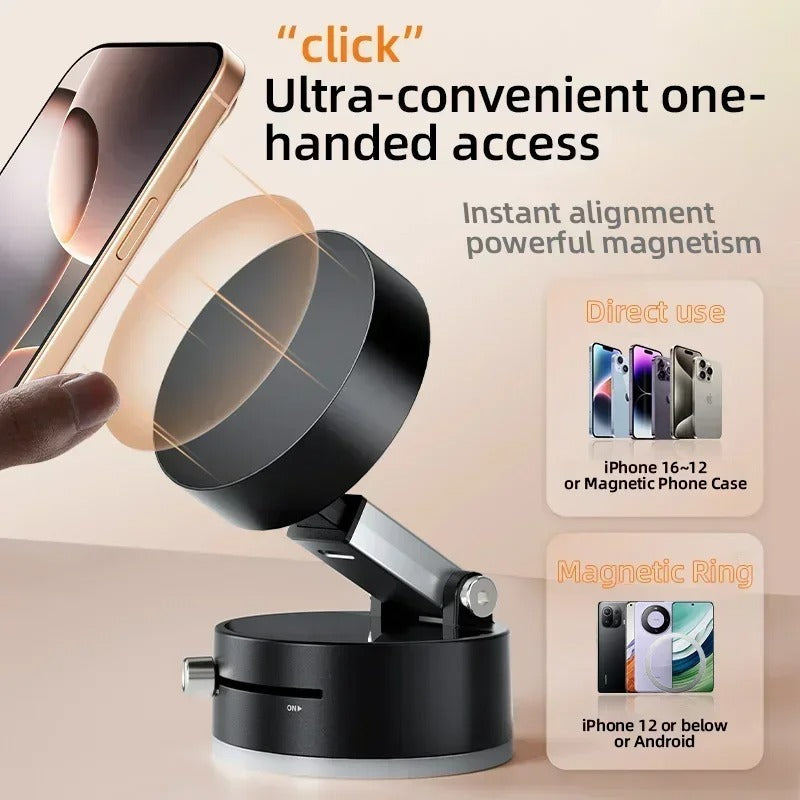 Magnetic Foldable Car Phone Holder (Vacuum Suction Mount)